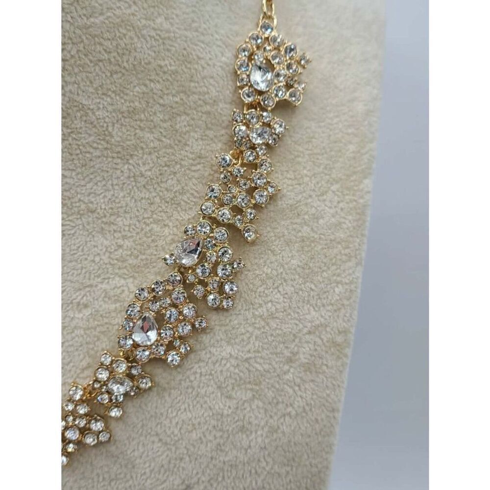 J Crew Gold Tone Clear Crystal Necklace NWOT! - Picture 6 of 12